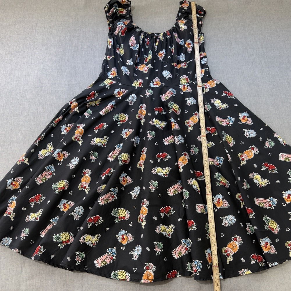 Hell Bunny Dress Womens XL Pina Colada Rockabilly Swing Cocktail Novelty Retro - Picture 16 of 16